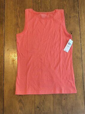 NWT Coldwater Creek Coral Rose Egyptian Cotton Boatneck Tank Top S